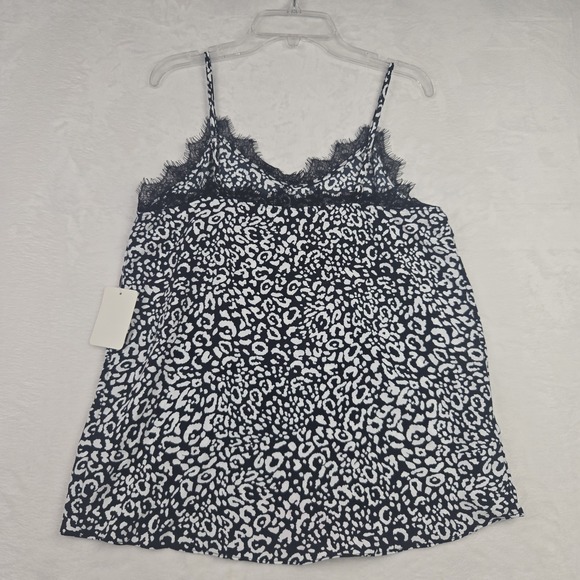 NWT Naked Zebra Women's‎ Black White Leopard Print Camisole Small Lace Trim Neck - Picture 4 of 8